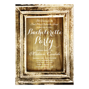 Rustic Frame Barn Wood Bachelorette Party Invites