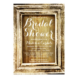 Rustic Frame Barn Wood Bridal Shower Invitations Announcement