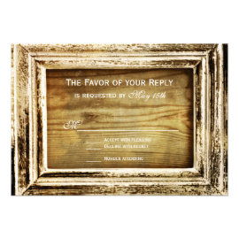 Rustic Frame Barn Wood Country Wedding RSVP Cards