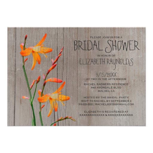 Rustic Freesia Bridal Shower Invitations