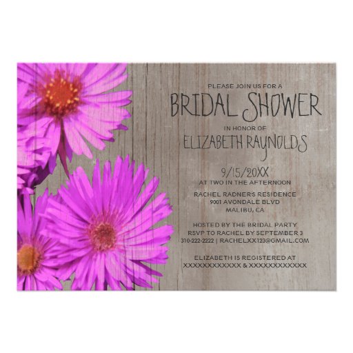 Rustic Frikart's Aster Bridal Shower Invitations