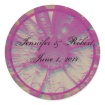 Rustic Fuchsia Daisy on Birch Envelope Seal Round Sticker