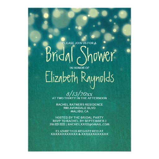 Rustic Garden Light Bridal Shower Invitations