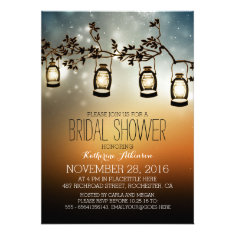 rustic garden lights - lanterns bridal shower personalized invitations