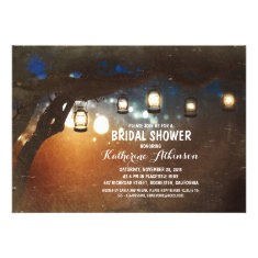 rustic garden lights lanterns bridal shower invite