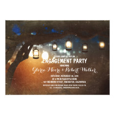 rustic garden lights lanterns engagement party custom announcement