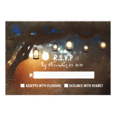 rustic garden lights outdoor wedding RSVP cards