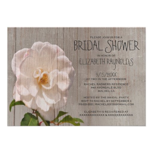 Rustic Gardenia Bridal Shower Invitations