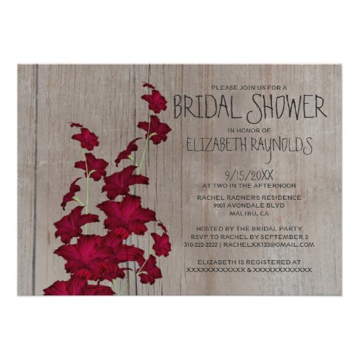 Rustic Gladiolas Bridal Shower Invitations