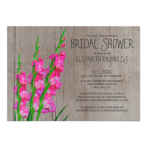 Rustic Gladiolus Bridal Shower Invitations