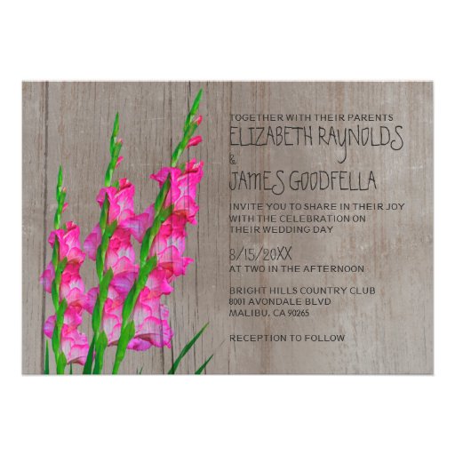 Rustic Gladiolus Wedding Invitations