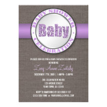 Rustic Glitter Purple Baby Shower Invitations invitations