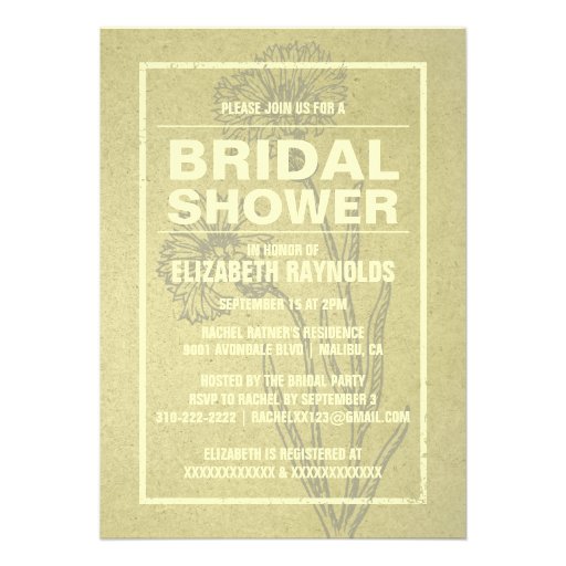 Rustic Gold Bridal Shower Invitations