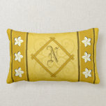 Rustic Gold Floral Elegant Monogram Throw Pillow pillows