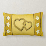 Rustic Gold Floral Heart Valentines Day Pillow pillows