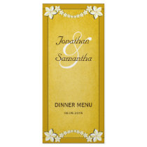Rustic Gold Floral Wedding Dinner Menu Cards Full Color Rack Card