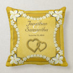 Rustic Gold Floral Wedding Throw Pillow pillows