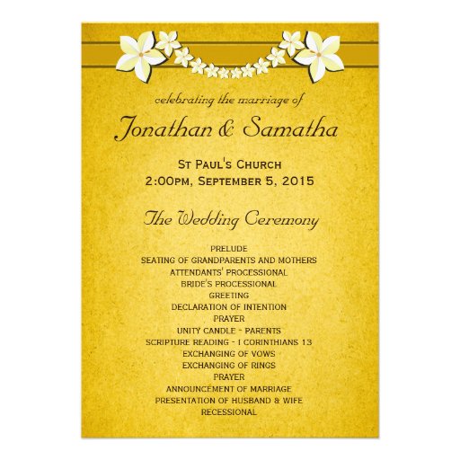 Rustic Gold Wedding Program Ceremony & Party Personalized Invitation