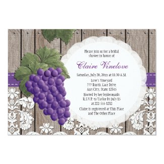 Rustic Grape Bridal Shower Invitations 5" X 7" Invitation Card