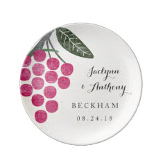   Rustic Grapes Personalized Porcelain Plate
