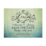 Rustic Green and Blue Bohemian Save The Date Post Card