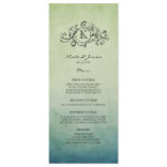 Rustic Green and Blue Bohemian Wedding Menu Custom Announcements