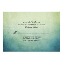 Rustic Green and Blue Bohemian Wedding RSVP Personalized Invite