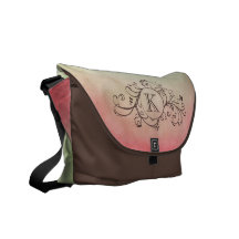 Rustic Green and Pink Bohemian  Flourish Messenger Bag