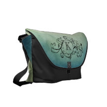 Rustic Green and Teal Bohemian  Flourish Courier Bag