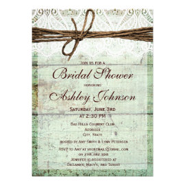 Rustic Green Barn Wood Bridal Shower Invitations Personalized Announcements