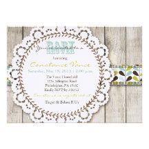 Rustic Green Blue Baby Boy Shower Invitation