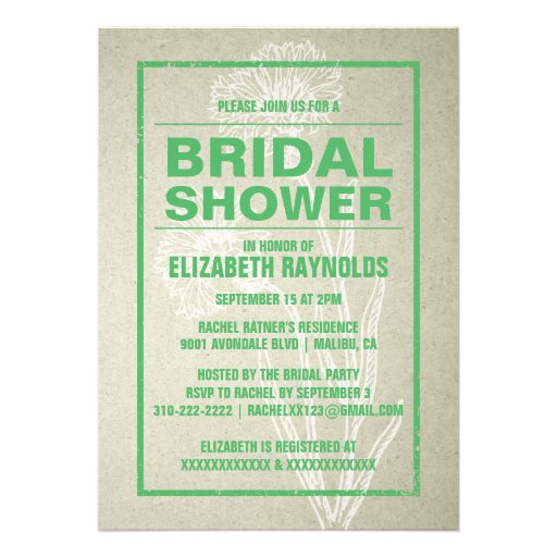 Rustic Green Bridal Shower Invitations