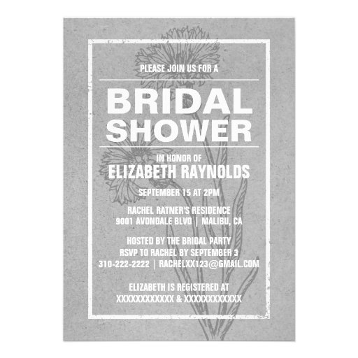 Rustic Grey Bridal Shower Invitations
