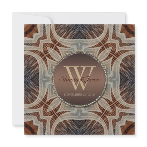 Rustic Grooves Monogram Wedding invitation