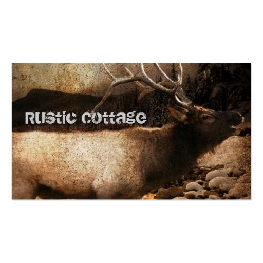 rustic grunge modern vintage woodland elk business cards (front side)