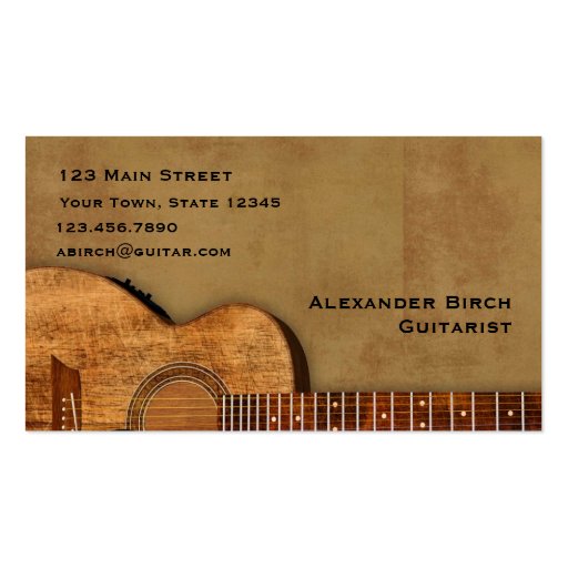 Rustic Guitar Business Card Template (front side)