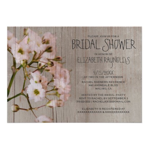 Rustic Gypsophilia Bridal Shower Invitations