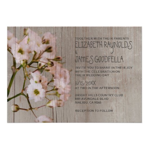 Rustic Gypsophilia Wedding Invitations