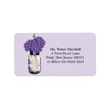 Rustic Hanging Mason Jar Hydrangeas Labels