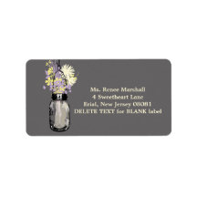Rustic Hanging Mason Jar Wedding Address Label