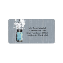 Rustic Hanging Mason Jar Wedding Address Label