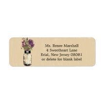 Rustic Hanging Mason Jar Wedding Return Address Labels