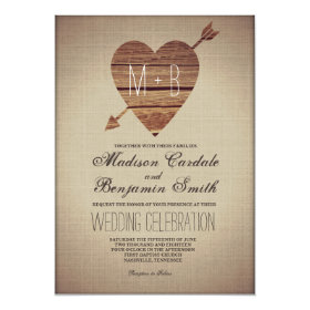 Rustic Heart Arrow Country Wedding Invitations