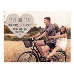 Rustic Heart Vintage Photo Save the Date Postcard
