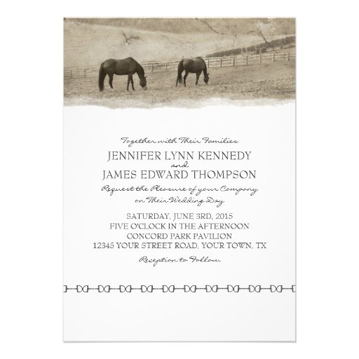 Rustic Horse Farm Wedding Custom Invite