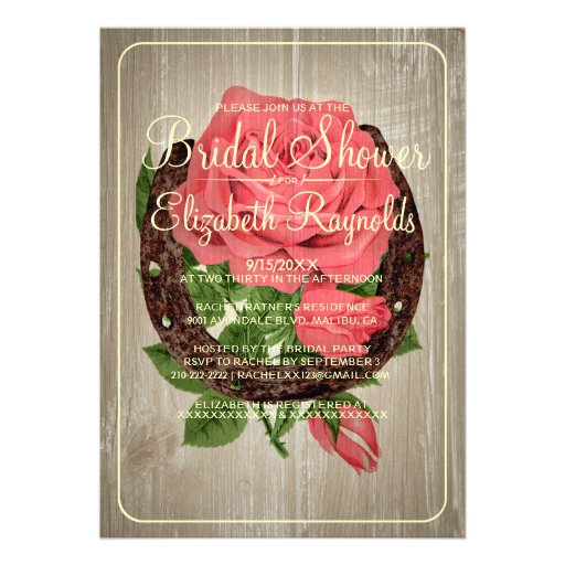 Rustic Horseshoe Bridal Shower Invitations