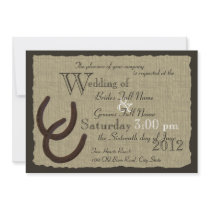 Rustic Horseshoes and Burlap Wedding Announcements