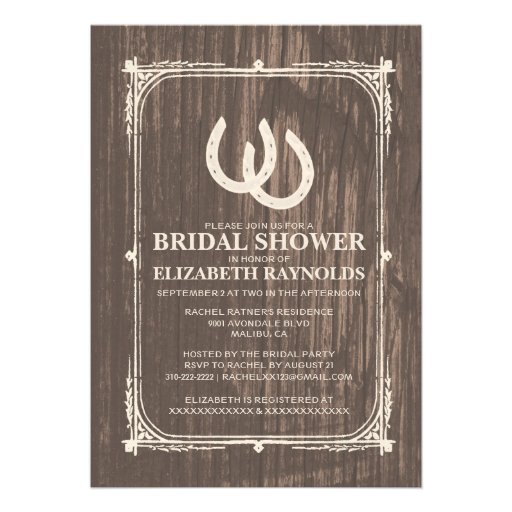 Rustic Horseshoes Bridal Shower Invitations