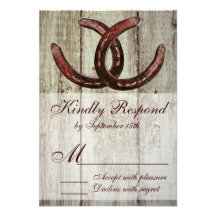 Rustic Horseshoes Country Style Wedding RSVP Invite