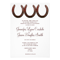 Rustic Horseshoes Country Wedding Invitations